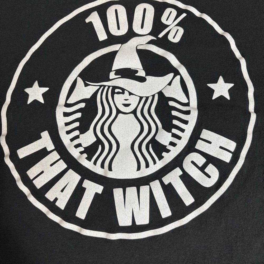 Starbucks "100% That‎ Witch"Long Sleeve t-shirt black/white Size M